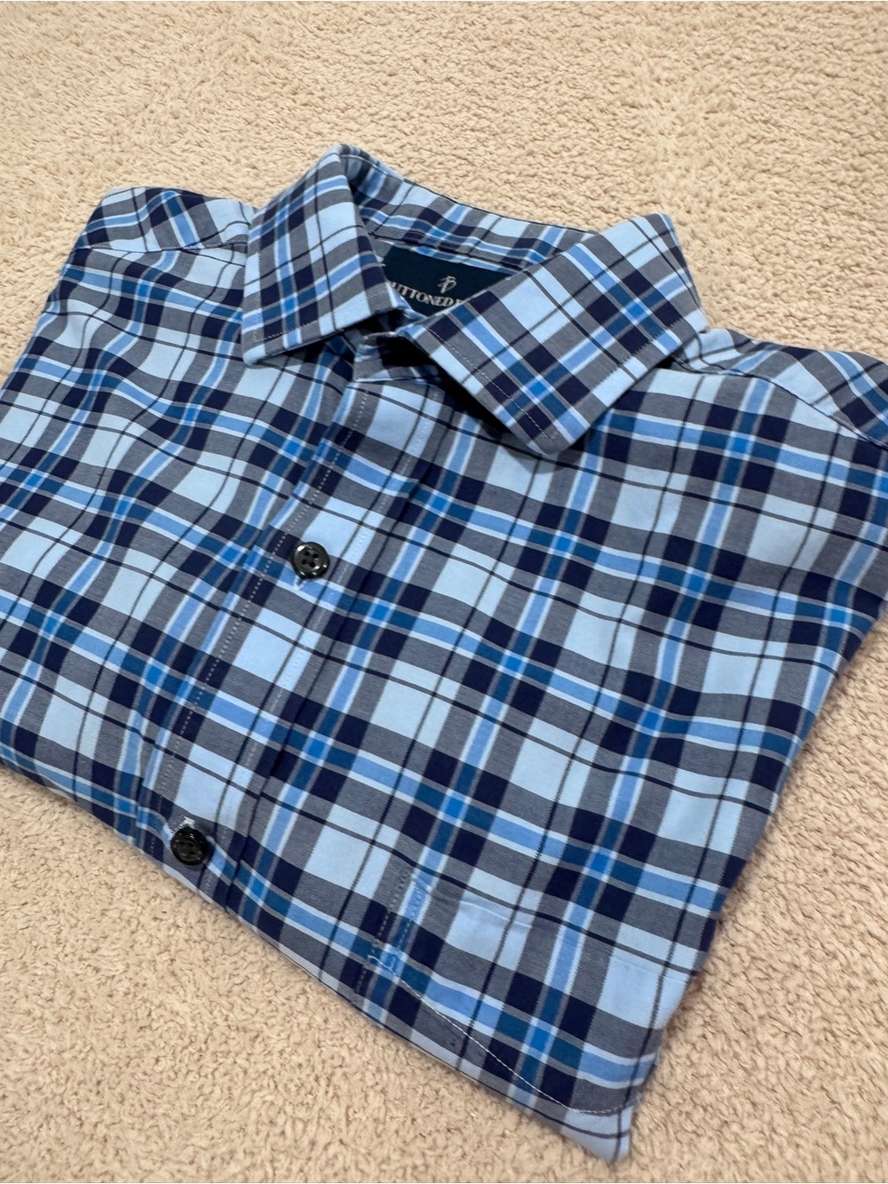 Buttoned Down Brand Men's Blue Plaid Button-Down Shirt M 32/33